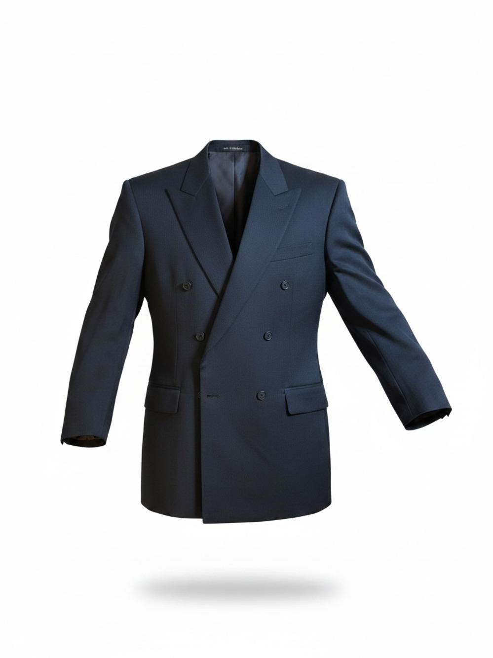 Mazzoni Men's Navy Blue Double-Breasted Suit Jacket Blazer